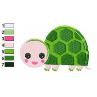 Cute Cartoon Turtle Embroidery Design